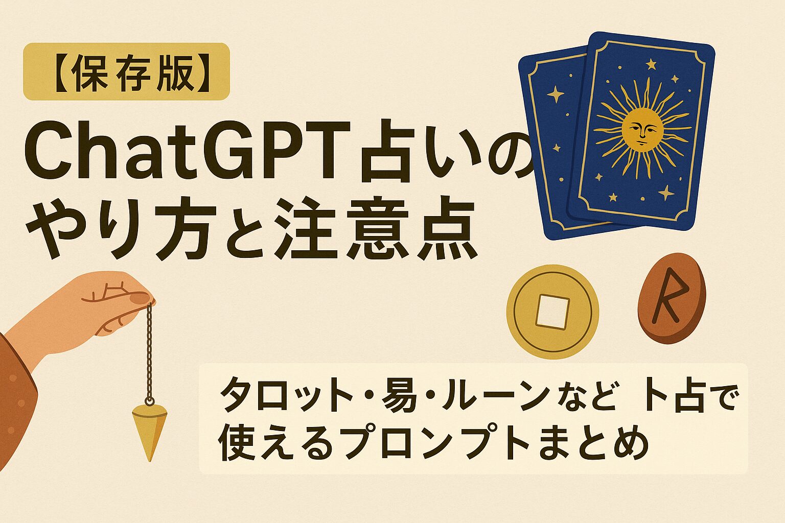 【保存版】ChatGPT占いのやり方と注意点｜タロット・易・ルーンなど卜占で使えるプロンプトまとめ
